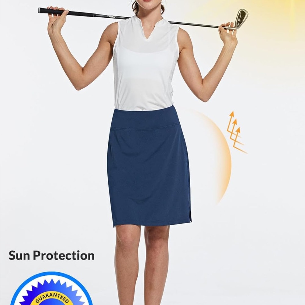 Baleaf tennis skirt UV protection pockets navy
